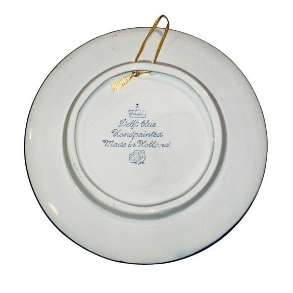 Delft Blue Holland Vintage Porcelain Hand-painted 6 Inch Windmill Seaside Plate - Picture 2 of 12